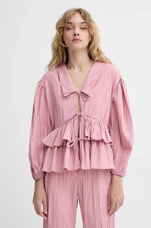 Stine Goya koszula damska kolor różowy relaxed z kołnierzykiem klasycznym SG-SS25-T054-2342 - zdjęcie produktu nr 1