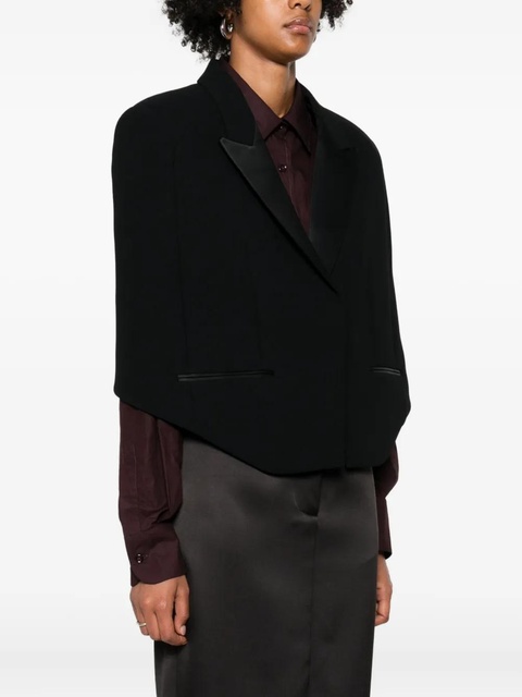 KHAITE satin-lapel cropped jacket - Black - zdjęcie produktu nr 2