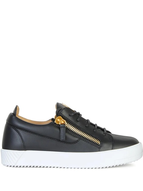 Giuseppe Zanotti monogram plaque zipped sneakers - Black - zdjęcie produktu nr 1