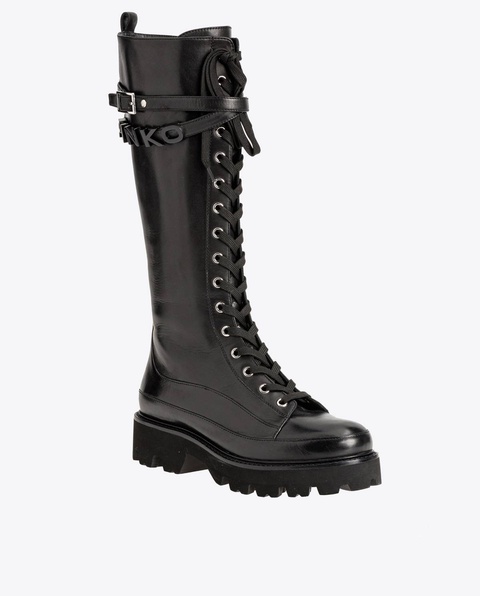 PINKO - Czarne buty ze skóry z logo - zdjęcie produktu nr 1