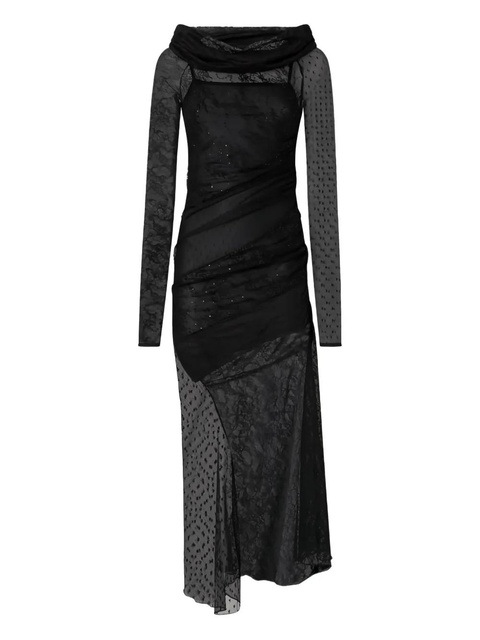 PINKO lace-detail cowl-neck maxi dress - Black - zdjęcie produktu nr 1