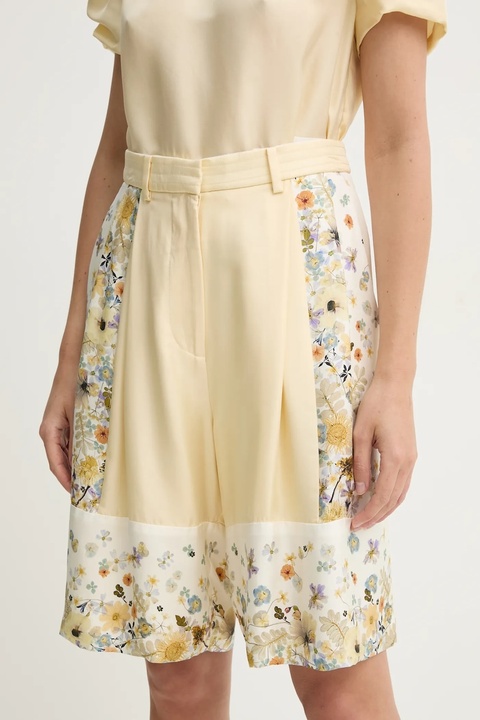 MUNTHE szorty jedwabne FABIANE kolor beżowy wzorzyste high waist 251140125118 - zdjęcie produktu nr 1