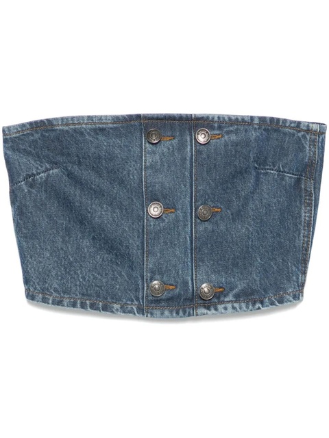 ROTATE BIRGER CHRISTENSEN button-detail denim top - Blue - zdjęcie produktu nr 1