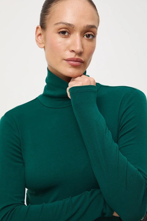 Medicine longsleeve z wełną kolor zielony z golfem - zdjęcie produktu nr 2