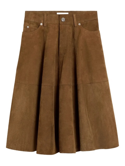 AMI Paris suede A-line midi skirt - Brown - zdjęcie produktu nr 1
