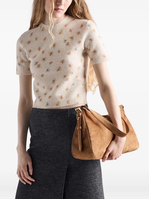 Prada floral-pattern wool T-shirt - Neutrals - zdjęcie produktu nr 2