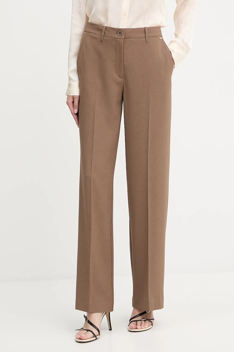 Guess spodnie DOROTHEE damskie kolor brązowy szerokie high waist W5YB04 WHD92 - zdjęcie produktu nr 1