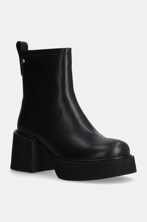 GOE botki skórzane damskie kolor czarny na słupku OO2N4161 BLACK - zdjęcie produktu nr 1