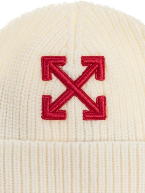 Off-White arrow-embellished ribbed beanie - Neutrals - zdjęcie produktu nr 1