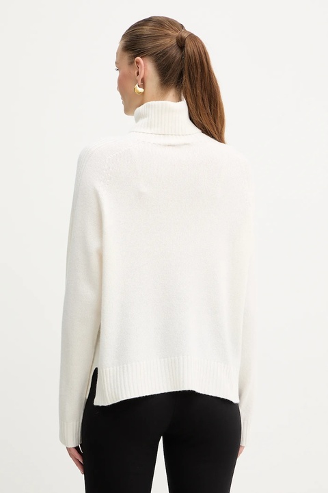 Liu Jo sweter z dodatkiem wełny damski kolor beżowy z golfem MF5445 MS76L - zdjęcie produktu nr 2