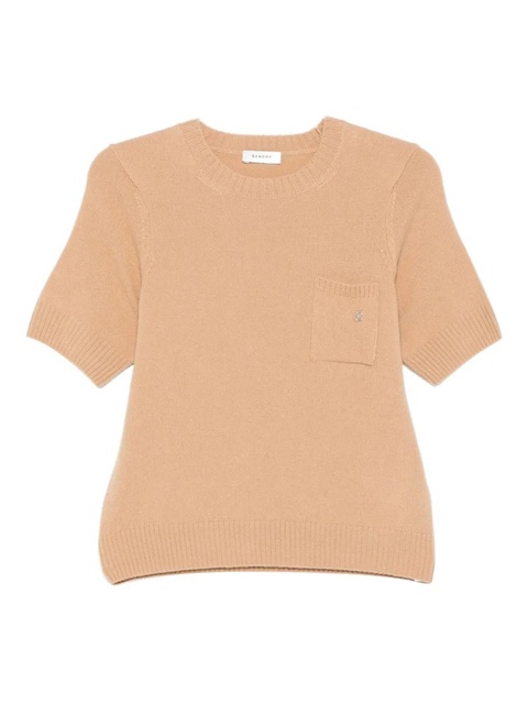 SANDRO pocket short-sleeve sweater - Brown - zdjęcie produktu nr 1