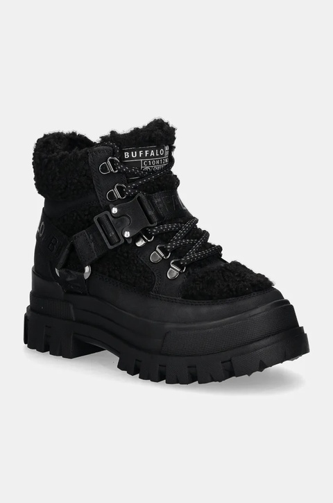 Buffalo botki Aspha Com Mid Warm damskie kolor czarny na płaskim obcasie ocieplone 1622328-BLK - zdjęcie produktu nr 1
