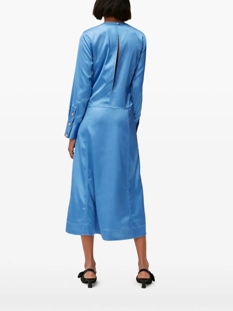GANNI ruched-detail satin midi dress - Blue - zdjęcie produktu nr 2