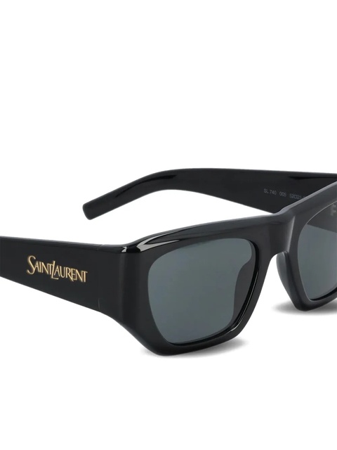 Saint Laurent Eyewear logo-plaque rectangle sunglasses - Black - zdjęcie produktu nr 1