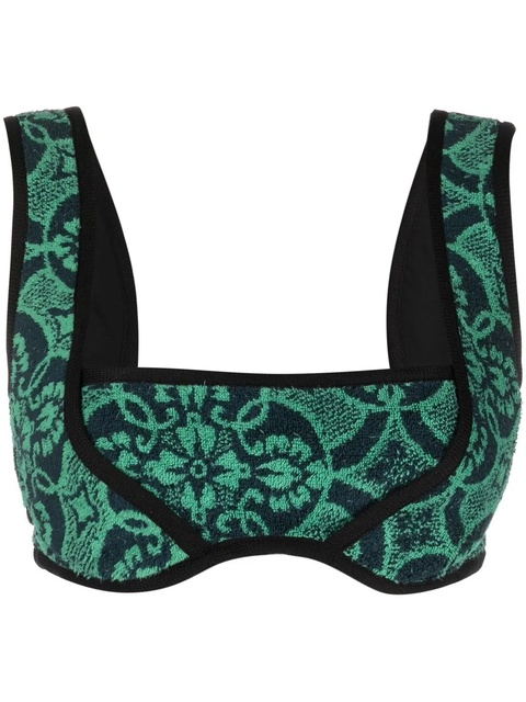 Marine Serre Oriental Towels cropped top - Green - zdjęcie produktu nr 1