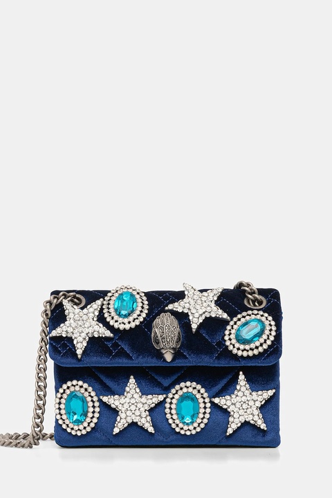 Kurt Geiger London torebka welurowa VELVET MINI KENSINGTON kolor granatowy 5018780789 - zdjęcie produktu nr 1