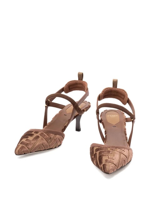 FENDI 55mm monogram-patterned slingback pumps - Brown - zdjęcie produktu nr 2
