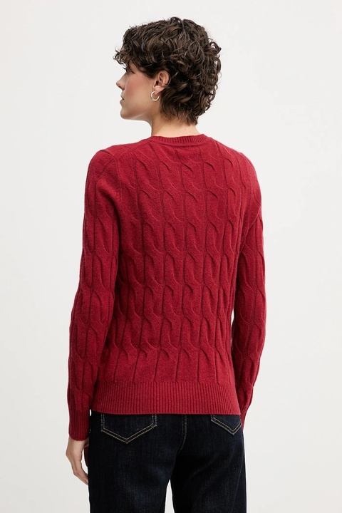 Tommy Hilfiger sweter wełniany damski kolor bordowy lekki WW0WW43586 - zdjęcie produktu nr 2