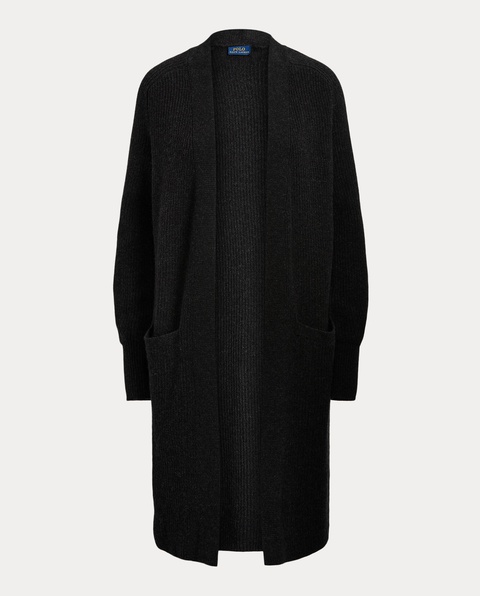 RALPH LAUREN - Czarny kardigan z domieszką wełny Straight Fit - zdjęcie produktu nr 1