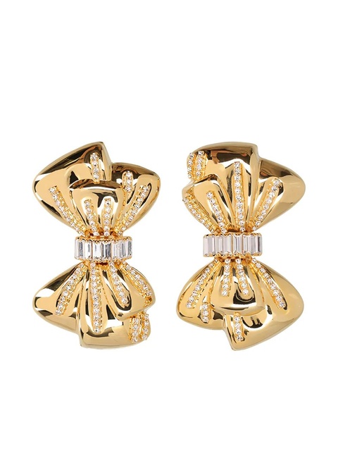 Alessandra Rich bow crystal earrings - Gold - zdjęcie produktu nr 1