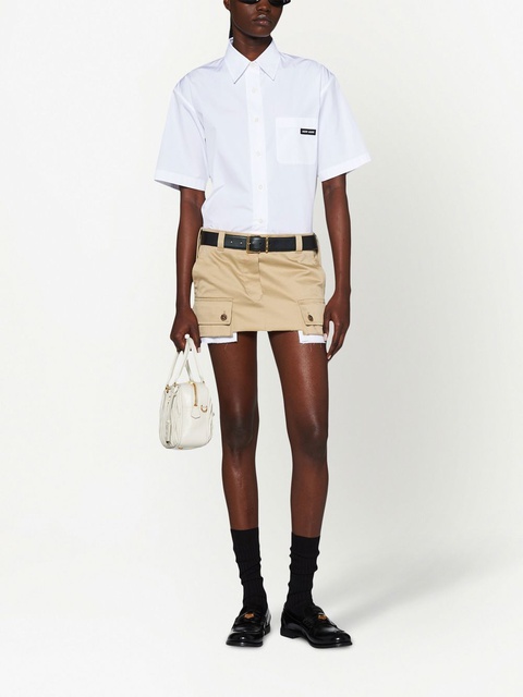 Miu Miu chino raw-cut hem mini skirt - Neutrals - zdjęcie produktu nr 2