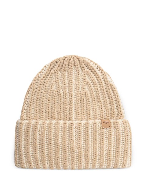 UGG ribbed logo-patch beanie set - Neutrals - zdjęcie produktu nr 1