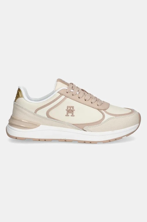 Tommy Hilfiger sneakersy skórzane CASUAL FASHION RUNNER LTHR kolor beżowy FW0FW08325 - zdjęcie produktu nr 2