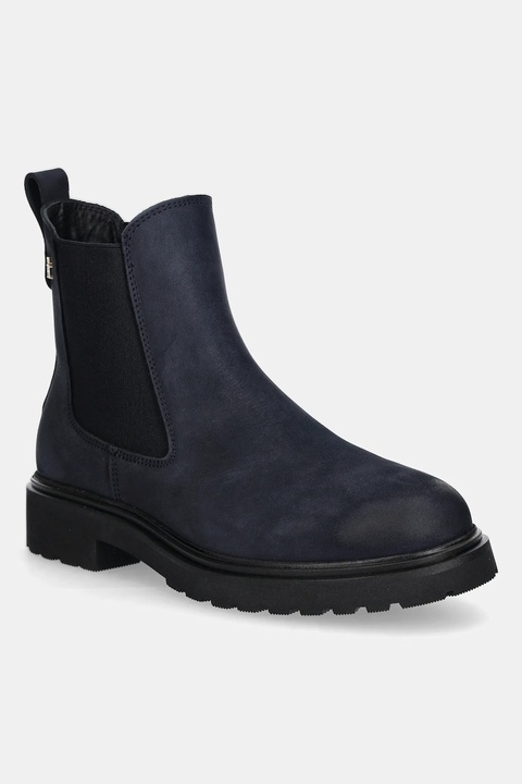 Tommy Hilfiger sztyblety nubukowe TH NUBUCK CLEATED CHELSEA damskie kolor granatowy na platformie FW0FW09041 - zdjęcie produktu nr 1