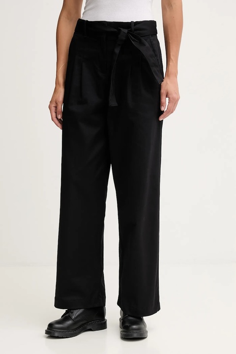 Calvin Klein Jeans spodnie damskie kolor czarny proste high waist LV044D639G - zdjęcie produktu nr 1