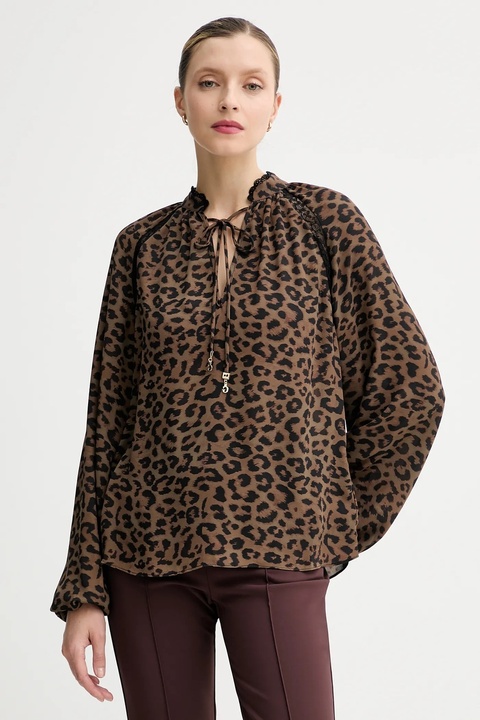 Guess bluzka NEW JOSETTE damska kolor brązowy wzorzysta W5BH74 WGLA2 - zdjęcie produktu nr 1