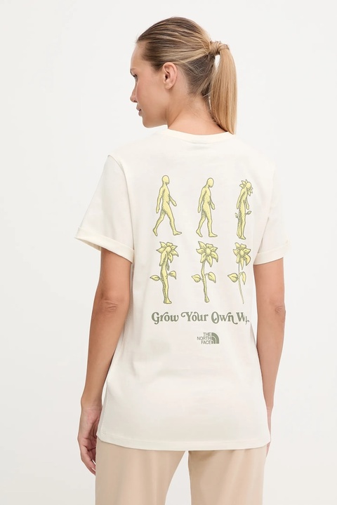 The North Face t-shirt bawełniany Connect Relaxed damski kolor beżowy NF0A8E41QLI1 - zdjęcie produktu nr 1