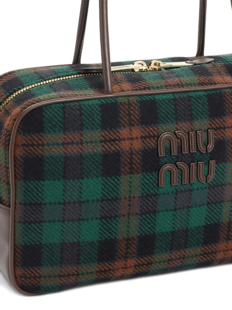 Miu Miu Beau plaid-pattern top-handle shoulder bag - Brown - zdjęcie produktu nr 2