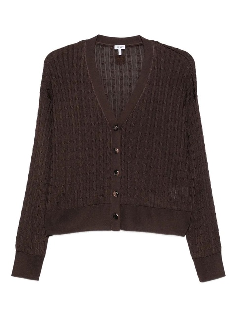 LOEWE cable-knit button cardigan - Brown - zdjęcie produktu nr 1