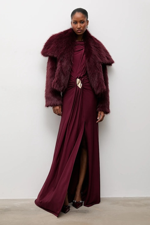 Answear.LAB sukienka kolor bordowy maxi dopasowana - zdjęcie produktu nr 1