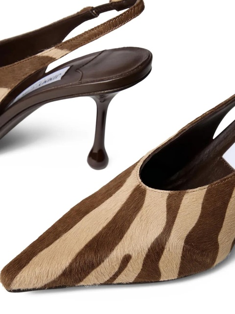 Jimmy Choo 80mm Isa zebra-print slingback pumps - Brown - zdjęcie produktu nr 2
