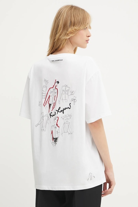 Karl Lagerfeld t-shirt bawełniany damski kolor biały A3W17100 - zdjęcie produktu nr 2
