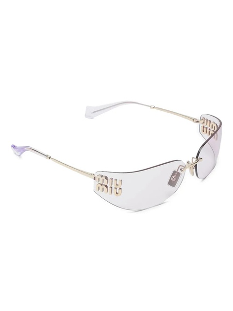 Miu Miu Eyewear logo-plaque rimless sunglasses - Gold - zdjęcie produktu nr 1