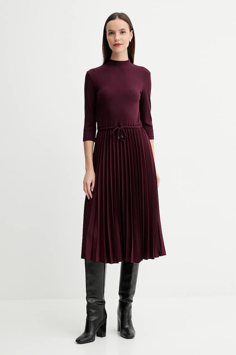 Tommy Hilfiger sukienka kolor bordowy midi rozkloszowana WW0WW46138 - zdjęcie produktu nr 1