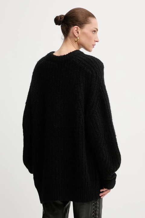 Rotate sweter z dodatkiem wełny damski kolor czarny ciepły 114910100 - zdjęcie produktu nr 2