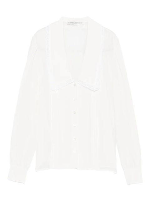 Alessandra Rich lace-trimmed collared blouse - White - zdjęcie produktu nr 1