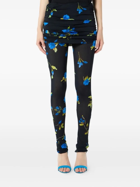 Blumarine floral-print gathered leggings - Blue - zdjęcie produktu nr 2