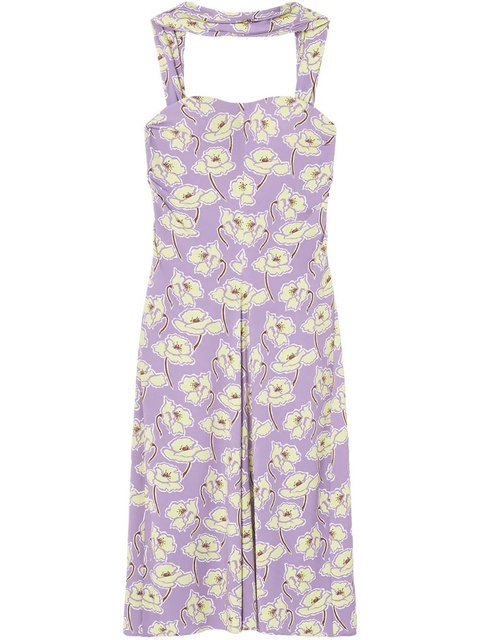 Versace Poppies draped midi dress - Purple - zdjęcie produktu nr 1