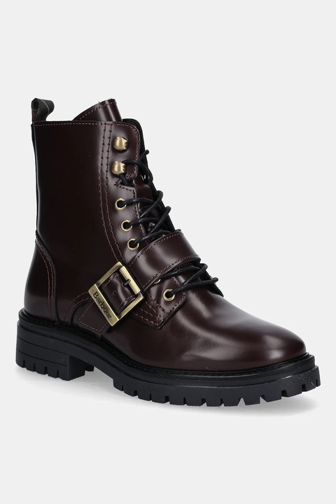 Barbour workery skórzane Ouseburne damskie kolor bordowy na płaskim obcasie LFO0772RE91 - zdjęcie produktu nr 1