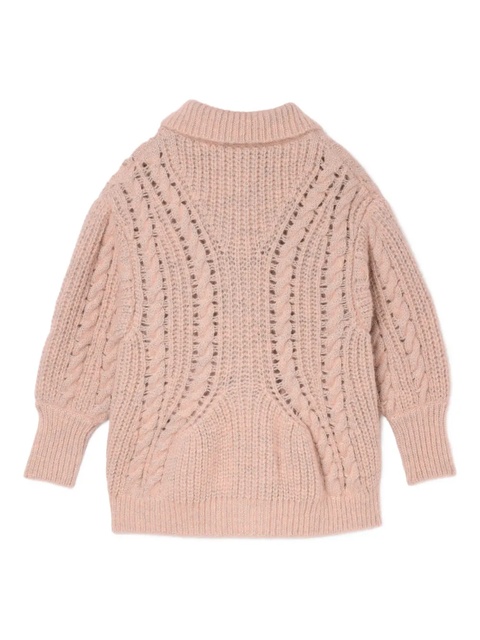 Simone Rocha cable-knit collared cardigan - Pink - zdjęcie produktu nr 2