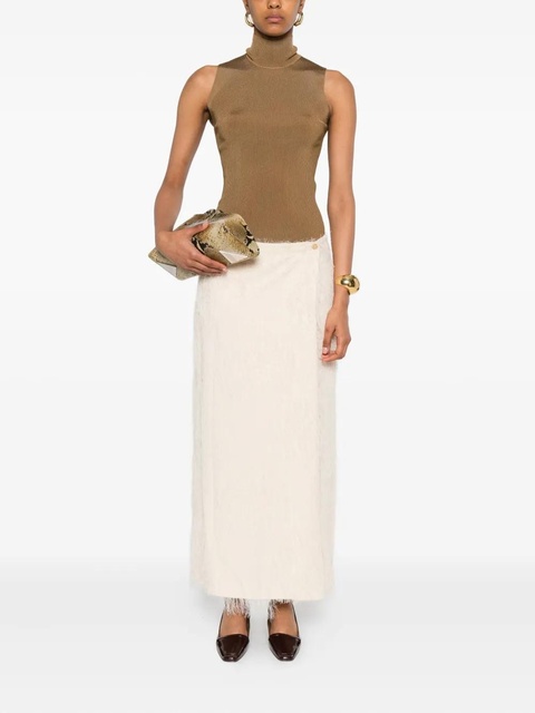 KHAITE frayed silk skirt - Neutrals - zdjęcie produktu nr 2