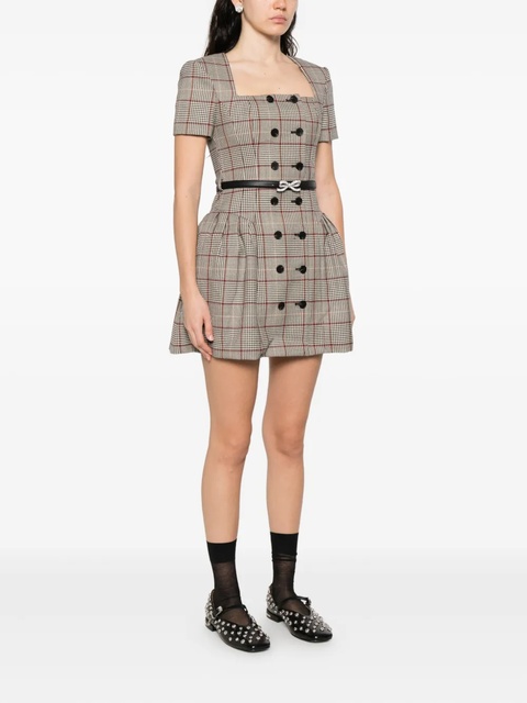 Self-Portrait checked short sleeve mini dress - Neutrals - zdjęcie produktu nr 2