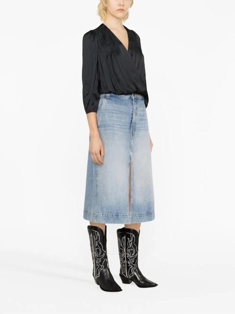 Zadig&Voltaire V-neck draped satin blouse - Black - zdjęcie produktu nr 1