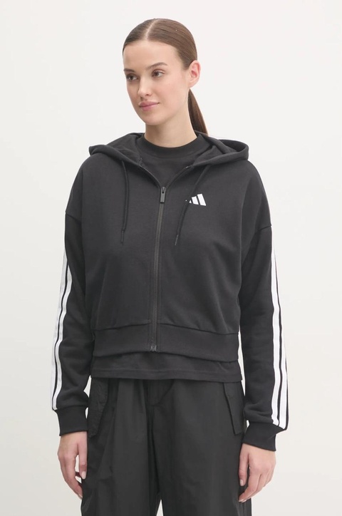 adidas bluza Essentials damska kolor czarny z kapturem z aplikacją JE0052 - zdjęcie produktu nr 1