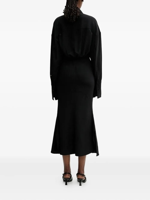 Sportmax shirt-collar flared midi dress - Black - zdjęcie produktu nr 2