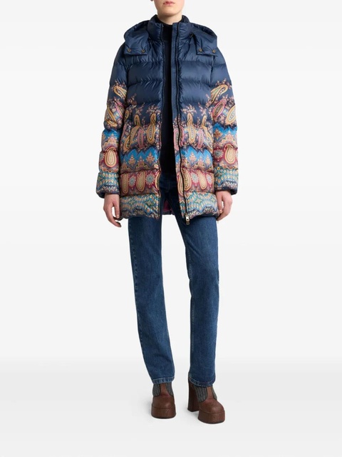 ETRO paisley-print hooded down coat - Blue - zdjęcie produktu nr 1